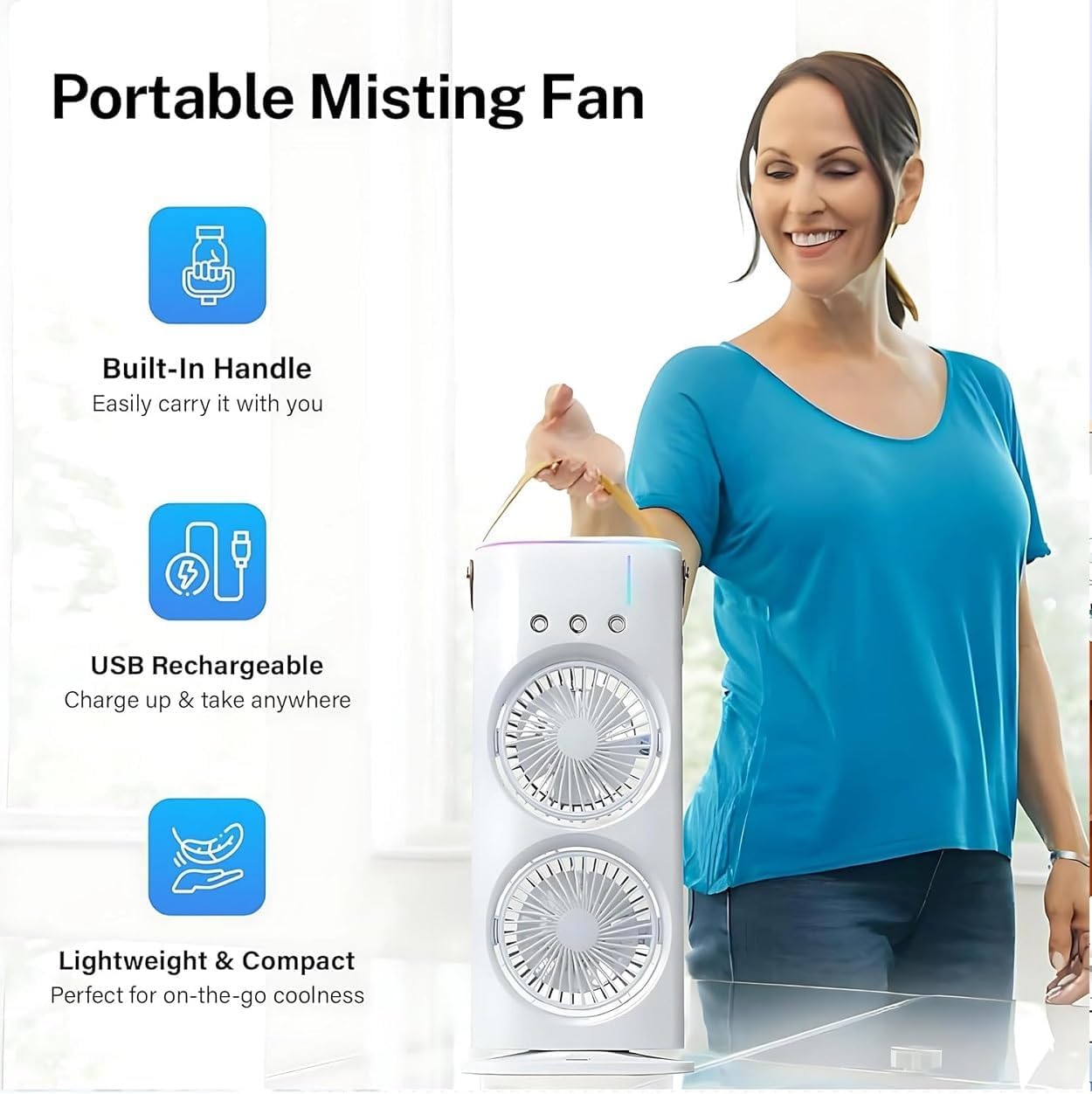 E+DOUBLE ENDED SPRAY MIST FAN AC