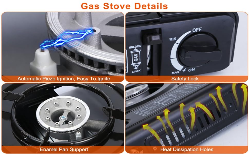 E+ Aluminium Dual Fuel Portable Gas Stove for Propane & Butane, Camping Stove with Single Burner