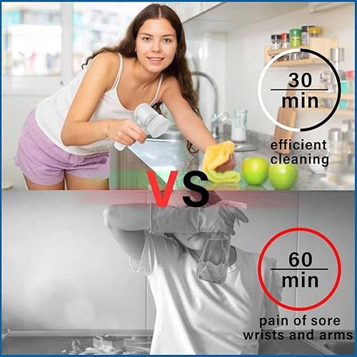 E+ Multi-Functional Electric Cleaning Brush 5 in 1 Magic Power Scrubber Household Cleaning Tools Spin Scrubber with Buffer Polisher, for Bathroom, Shower, Tub, Kitchen Floor