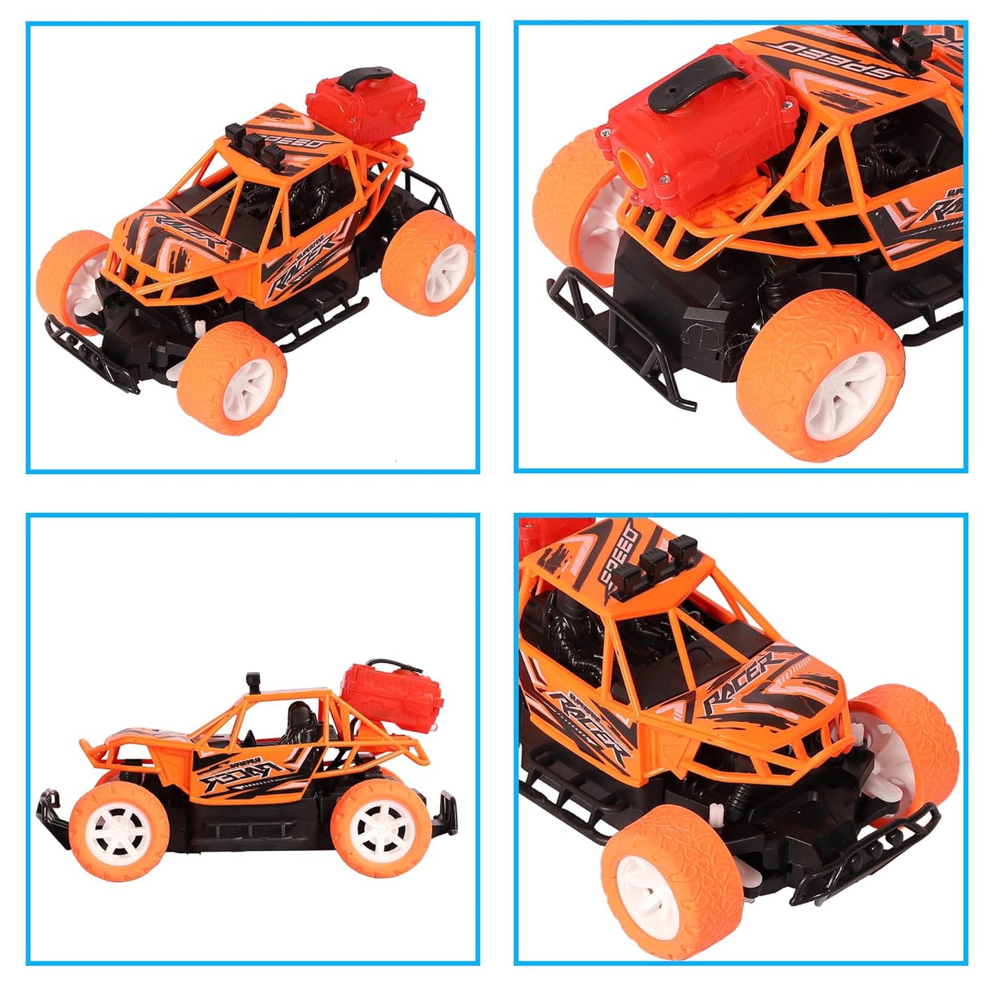 E+ Remote Control Car for Kids with Mist Smoke Spray Function 2 WD Monster Truck Rock Crawler Climbing RC Toy Vehicle Car for Boys and Girls (Orange) (Latest 2024)