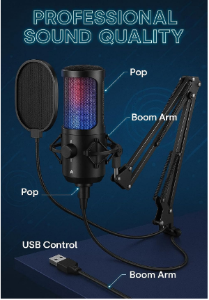 E+ USB CONDENSER MICROPHONE BRILLANT RGB LIGHTING