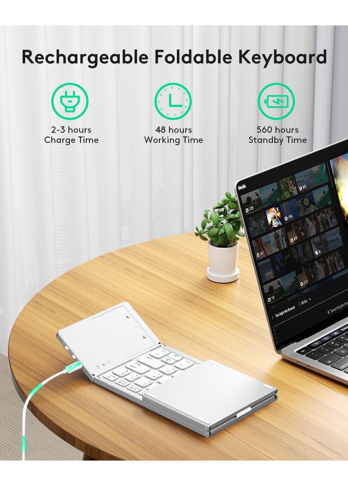 E+ Foldable Bluetooth keyboard with touchpad