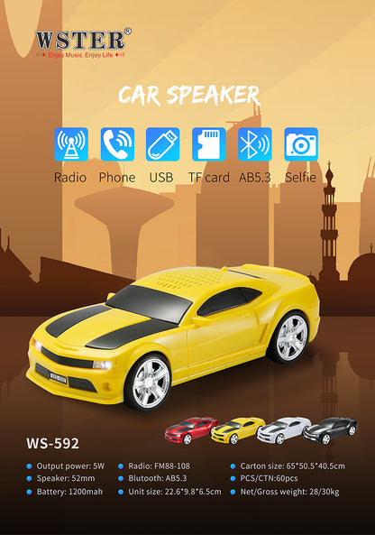 E+ WS-592 Portable Car-Shaped Rechargeable Bluetooth Speaker
