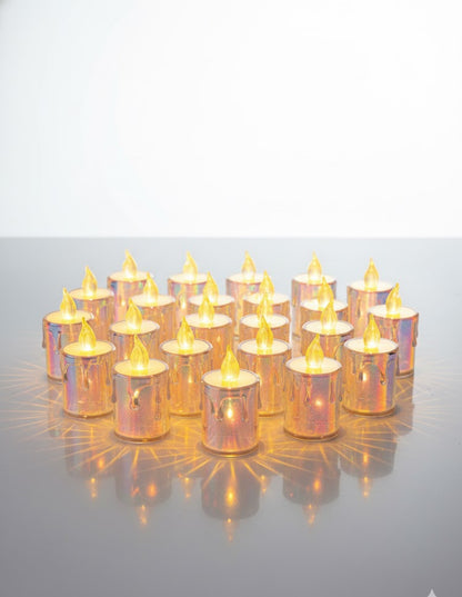 E+ Round LED Candle Light (Pack of 24) – Flickering Flameless