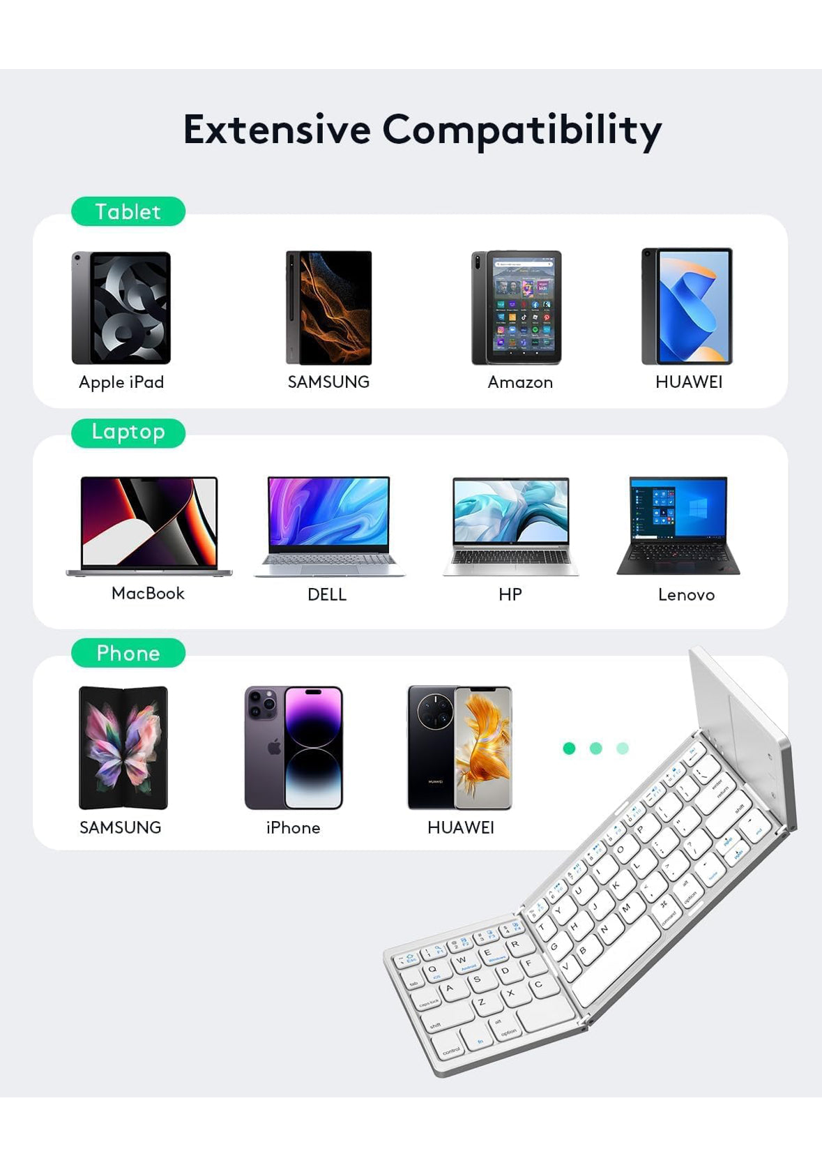 E+ Foldable Bluetooth keyboard with touchpad
