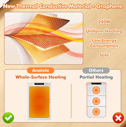 E+ Electric Food Warmer Large Silicone Warming Mat Foldable Full Surface Warming Tray with 3 Adjustable Temperature Time for Buffets Parties
