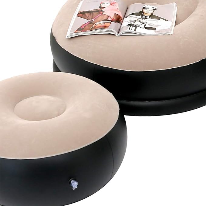 E+ Inflatable Sofa Chair with Footstool, 2-in-1 Outdoor Lounge Bed Set