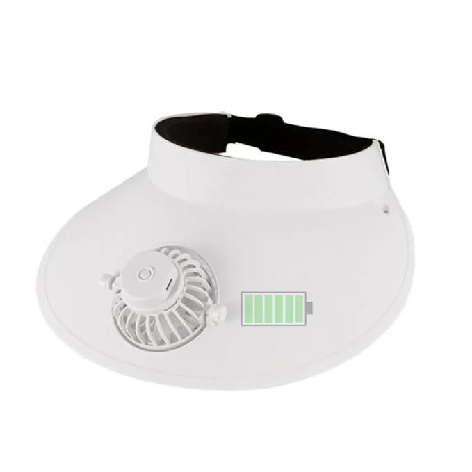 E+ Products USB Rechargeable Cap with Fan Adjustable 3 Gear Wind Speed (White)
