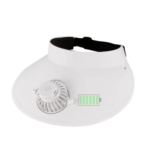 E+ Products USB Rechargeable Cap with Fan Adjustable 3 Gear Wind Speed (White)