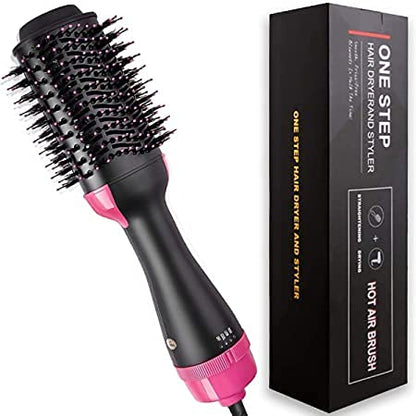 E+ Ronest Hair Dryer Brush - 3 in 1 Hot Air Brush One Step Volumizer for Rotating Straightening (Black), 1000 Watts