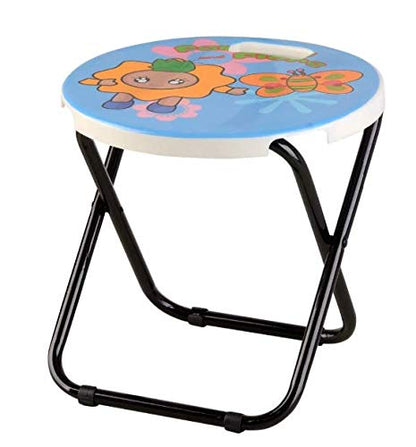 E+ HOMIES INTERNATIONAL, Cartoon Printed, Foldable Kids/Children Folding Stool Chair for Playrooms, Schools, Daycares and Home. Metal and Fibre Body (Color: Multicolor Baby Girl Print Will be Sent)