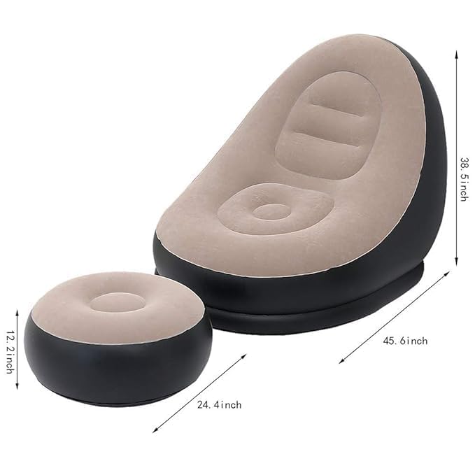 E+ Inflatable Sofa Chair with Footstool, 2-in-1 Outdoor Lounge Bed Set