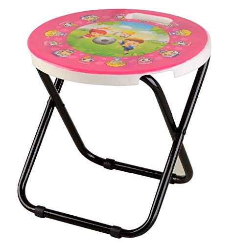 E+ HOMIES INTERNATIONAL, Cartoon Printed, Foldable Kids/Children Folding Stool Chair for Playrooms, Schools, Daycares and Home. Metal and Fibre Body (Color: Multicolor Baby Girl Print Will be Sent)