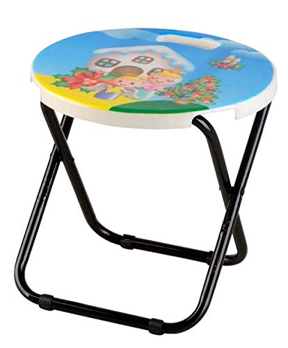 E+ HOMIES INTERNATIONAL, Cartoon Printed, Foldable Kids/Children Folding Stool Chair for Playrooms, Schools, Daycares and Home. Metal and Fibre Body (Color: Multicolor Baby Girl Print Will be Sent)