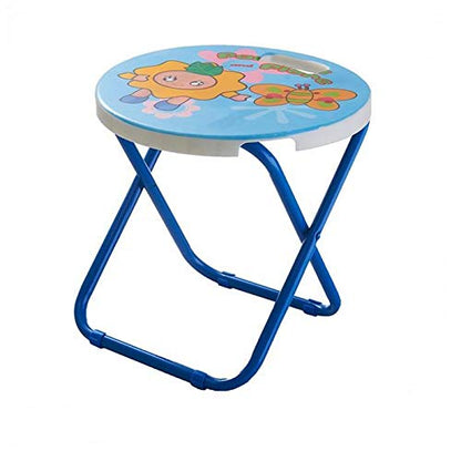 E+ HOMIES INTERNATIONAL, Cartoon Printed, Foldable Kids/Children Folding Stool Chair for Playrooms, Schools, Daycares and Home. Metal and Fibre Body (Color: Multicolor Baby Girl Print Will be Sent)