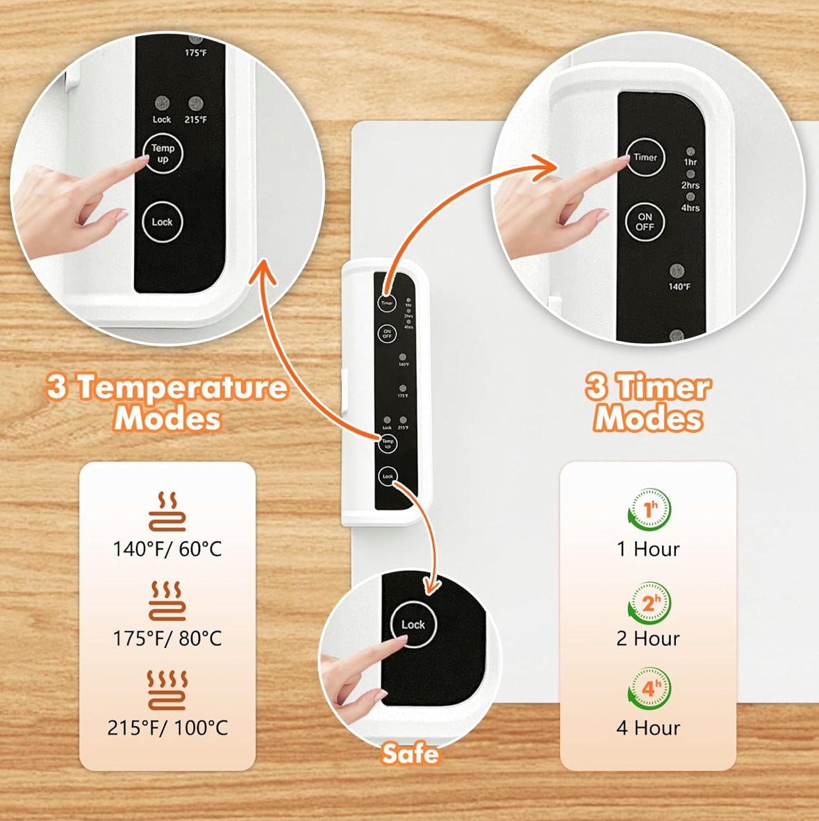E+ Electric Food Warmer Large Silicone Warming Mat Foldable Full Surface Warming Tray with 3 Adjustable Temperature Time for Buffets Parties