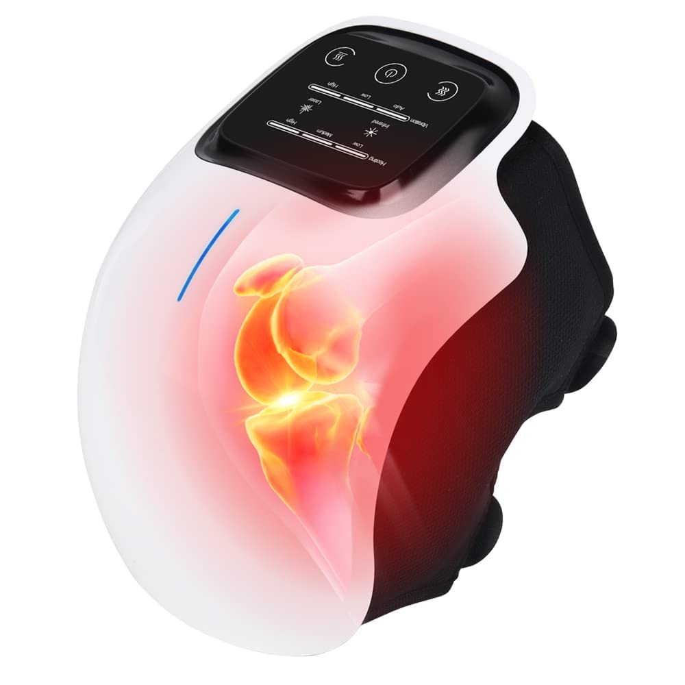 E+ Knee Massager with Heat and Kneading for Pain Relie,Infrared Heated Vibration Physiotherapy for Arthritis Massager，Cramps and Joint Warmer Rechargeable LED Display