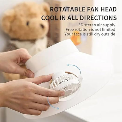 E+ Products USB Rechargeable Cap with Fan Adjustable 3 Gear Wind Speed (White)