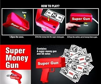 E+ Toysgenix Supreme Money Gun Cash .Cannon for Wedding, Parties and Fun – Includes 100 Fake Dollars Money Gun