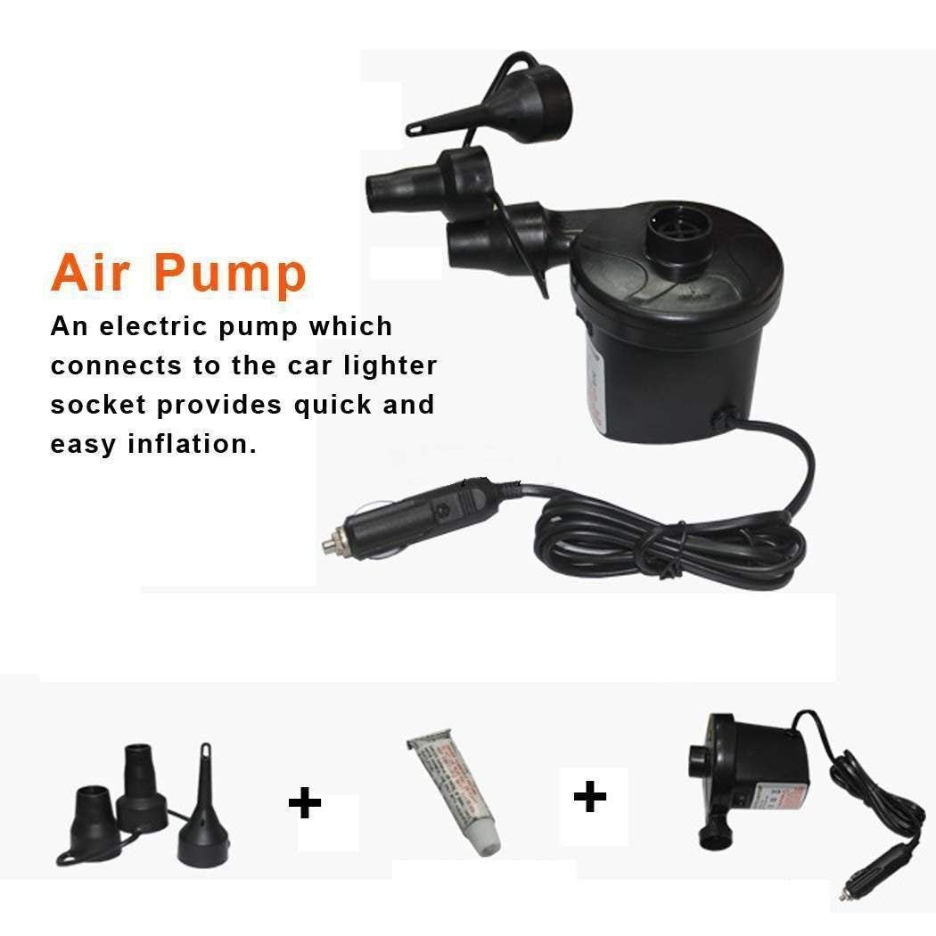 E+ Fabric Inflatable Car Air Mattress Bed with 2 Air Pillows and Pump - Accessories for Travel, Camping