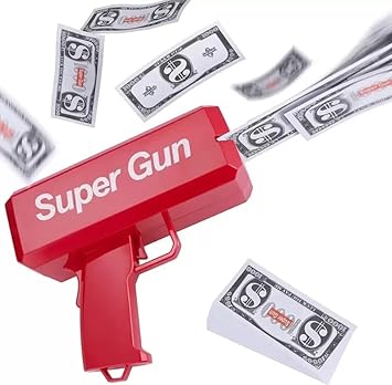 E+ Toysgenix Supreme Money Gun Cash .Cannon for Wedding, Parties and Fun – Includes 100 Fake Dollars Money Gun