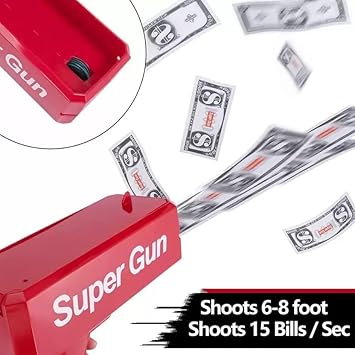E+ Toysgenix Supreme Money Gun Cash .Cannon for Wedding, Parties and Fun – Includes 100 Fake Dollars Money Gun