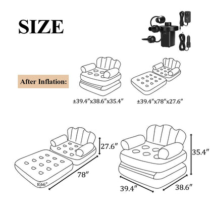 E+ Multifunctional Five in One Inflatable Bed Convenient Foldable Lounge Chair sofa