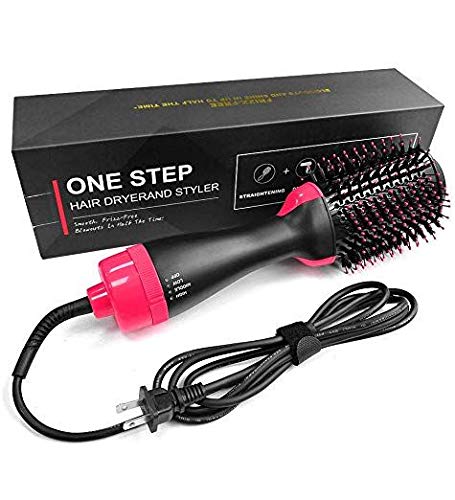E+ Ronest Hair Dryer Brush - 3 in 1 Hot Air Brush One Step Volumizer for Rotating Straightening (Black), 1000 Watts