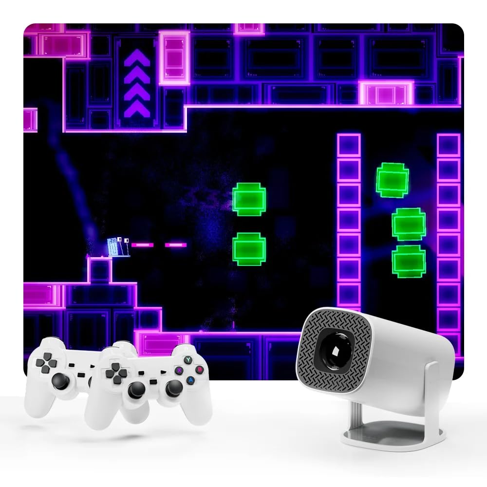 E+ Yugam P30 Max Projector 4K HD 1080P Bluetooth Android 11 Projector with 2 Wireless Game Controllers Built-in 3000 Games (Game with Controller Projector)