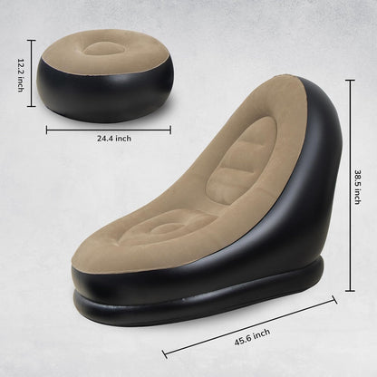 E+ Inflatable Lounge Chair with Household Air Pump, Comfortable Air Sofa for Indoor/Outdoor Use
