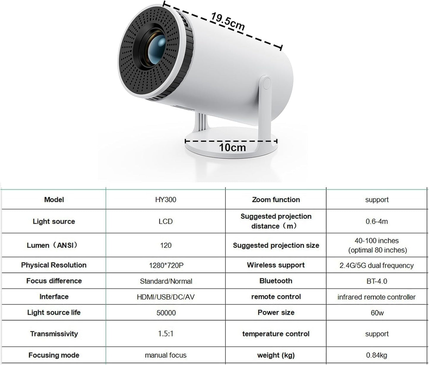 E+ HY300 Portable Mini Smart LED Projector