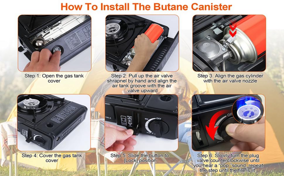 E+ Aluminium Dual Fuel Portable Gas Stove for Propane & Butane, Camping Stove with Single Burner