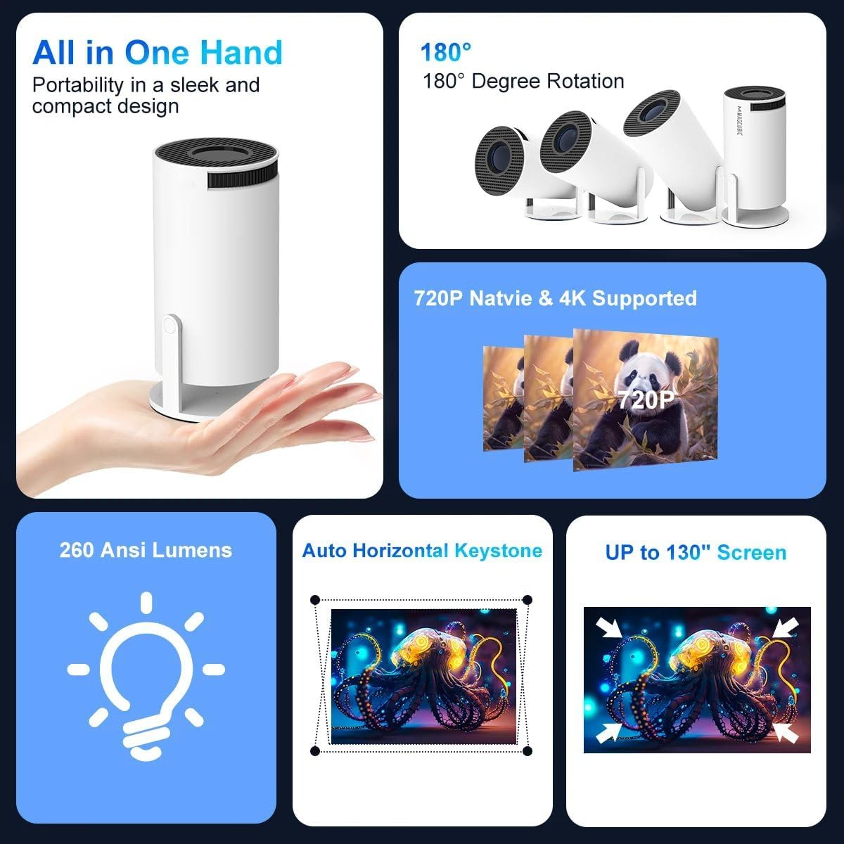 E+ HY300 Portable Mini Smart LED Projector