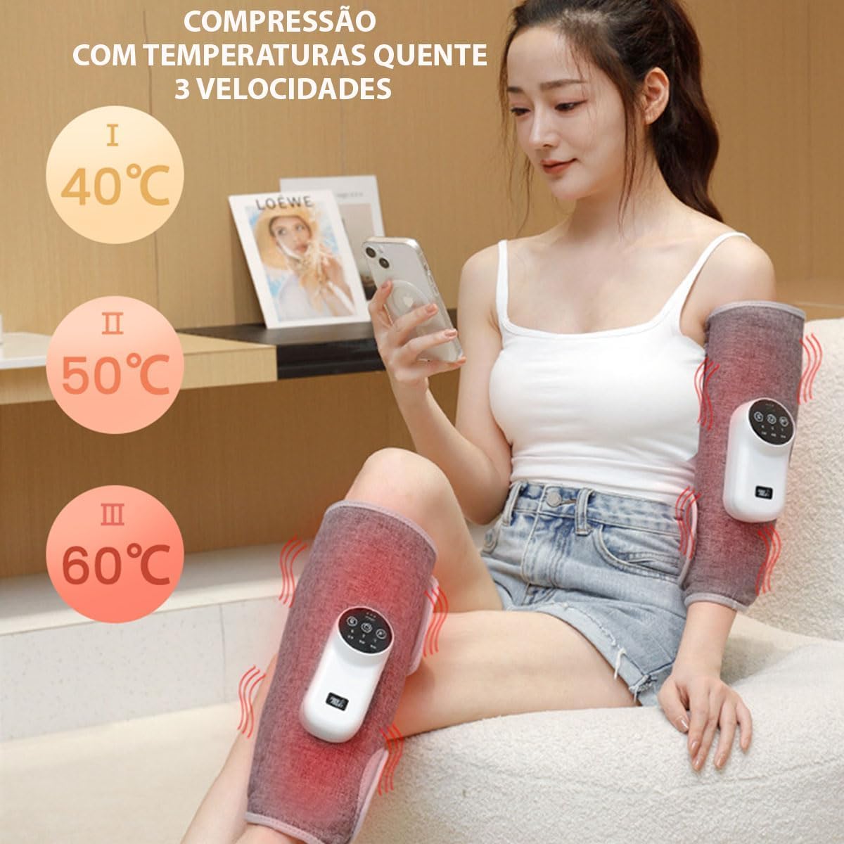 E+ Leg Massager for Circulation and Pain Relief, Calf Air Compression Massager with Heat, Leg Massager with 3 Intensities, 3 Modes, Easy to Use, Muscle Relaxation