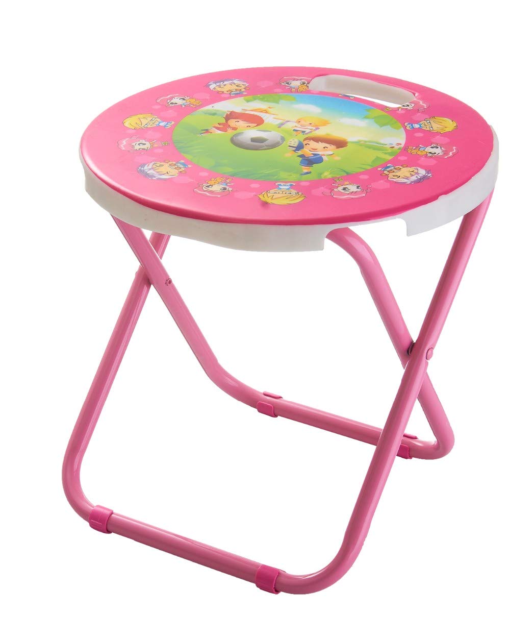 E+ HOMIES INTERNATIONAL, Cartoon Printed, Foldable Kids/Children Folding Stool Chair for Playrooms, Schools, Daycares and Home. Metal and Fibre Body (Color: Multicolor Baby Girl Print Will be Sent)