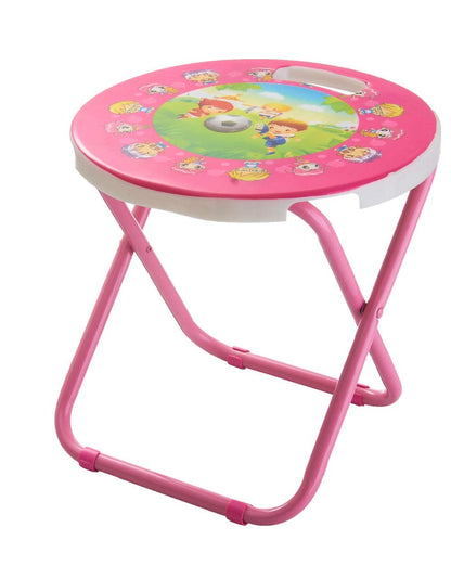 E+ HOMIES INTERNATIONAL, Cartoon Printed, Foldable Kids/Children Folding Stool Chair for Playrooms, Schools, Daycares and Home. Metal and Fibre Body (Color: Multicolor Baby Girl Print Will be Sent)