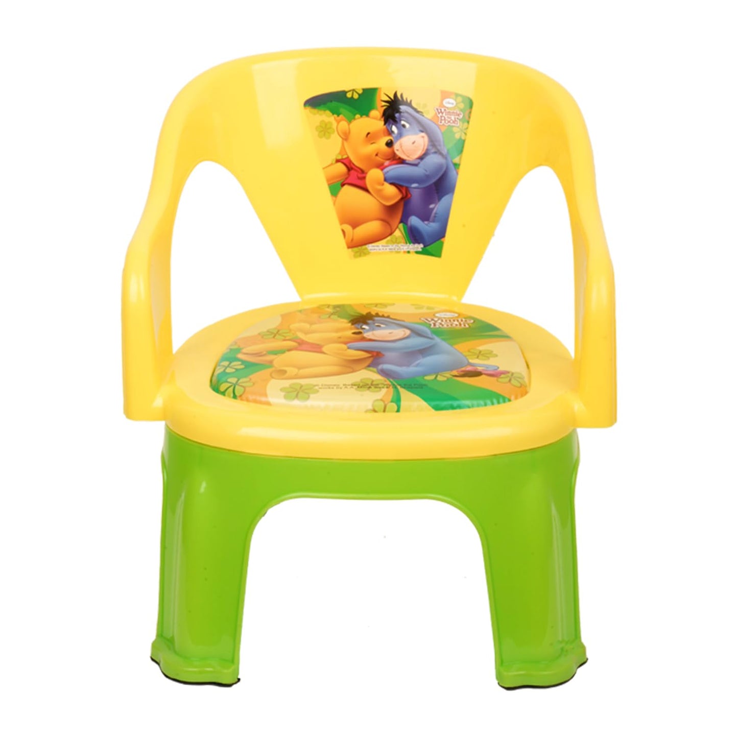 E+ Fun Homes Disney Pooh Kids Chair | Plastic Foldable Kids Chair | Chair for Kidsroom | School Study Stool | Baby Stool | Indoor or Outdoor Stool for Kids | Capacity 30 Kg | Yellow & Green