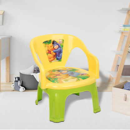 E+ Fun Homes Disney Pooh Kids Chair | Plastic Foldable Kids Chair | Chair for Kidsroom | School Study Stool | Baby Stool | Indoor or Outdoor Stool for Kids | Capacity 30 Kg | Yellow & Green
