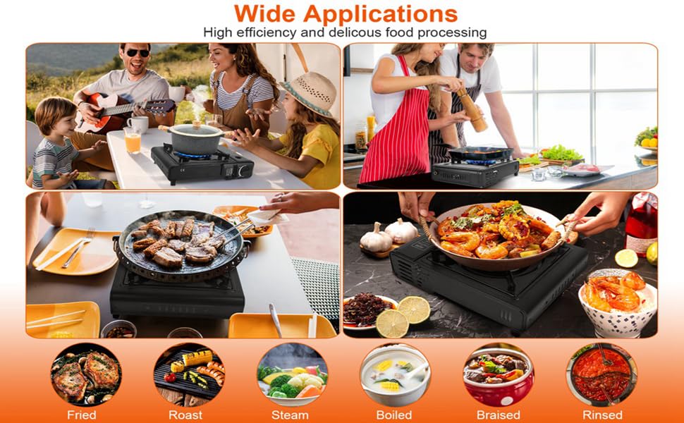 E+ Aluminium Dual Fuel Portable Gas Stove for Propane & Butane, Camping Stove with Single Burner