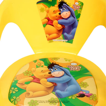 E+ Fun Homes Disney Pooh Kids Chair | Plastic Foldable Kids Chair | Chair for Kidsroom | School Study Stool | Baby Stool | Indoor or Outdoor Stool for Kids | Capacity 30 Kg | Yellow & Green