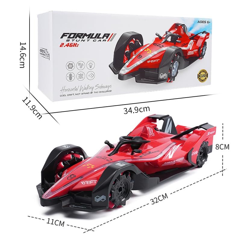 E+ F1 Fast RC Drift Car,Hobby Remote Control Car LED Lights 4WD 2.4GHz 360°Rotating RC Race Sport Stunt Car,High Speed Formula 1 Model Vehicle Cool Toys Birthday Gifts for Kids Age of 6+