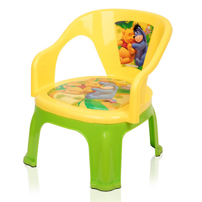 E+ Fun Homes Disney Pooh Kids Chair | Plastic Foldable Kids Chair | Chair for Kidsroom | School Study Stool | Baby Stool | Indoor or Outdoor Stool for Kids | Capacity 30 Kg | Yellow & Green