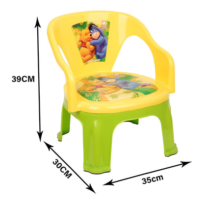 E+ Fun Homes Disney Pooh Kids Chair | Plastic Foldable Kids Chair | Chair for Kidsroom | School Study Stool | Baby Stool | Indoor or Outdoor Stool for Kids | Capacity 30 Kg | Yellow & Green