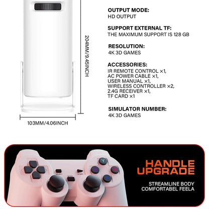 E+ Yugam P30 Max Projector 4K HD 1080P Bluetooth Android 11 Projector with 2 Wireless Game Controllers Built-in 3000 Games (Game with Controller Projector)