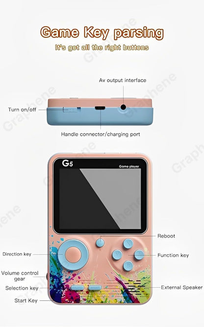 E+ GRAPHENE SUP Handheld Game Console, Classic Retro Video Gaming Player Colorful LCD Screen USB Rechargeable Portable Pocket Video Gamepad 400 in 1 Classic Old.