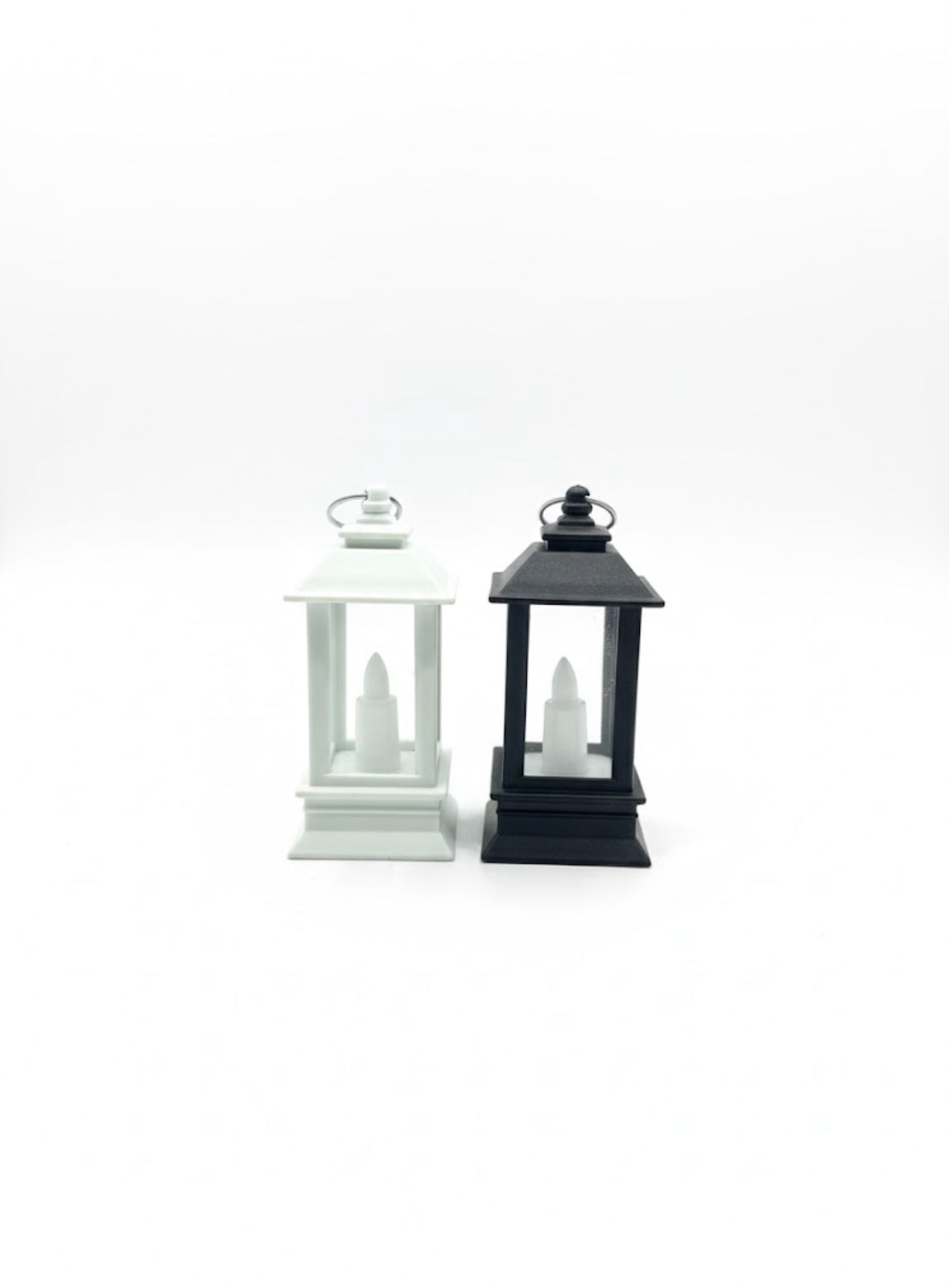 E+ Mini LED Candle Lanterns for Home Décor – Black & White Vintage Lantern Set (PACK OF 24)