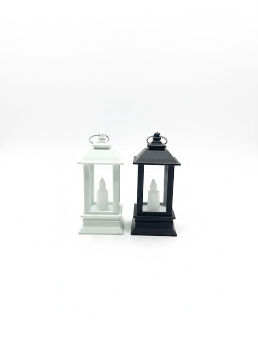 E+ Mini LED Candle Lanterns for Home Décor – Black & White Vintage Lantern Set (PACK OF 24)