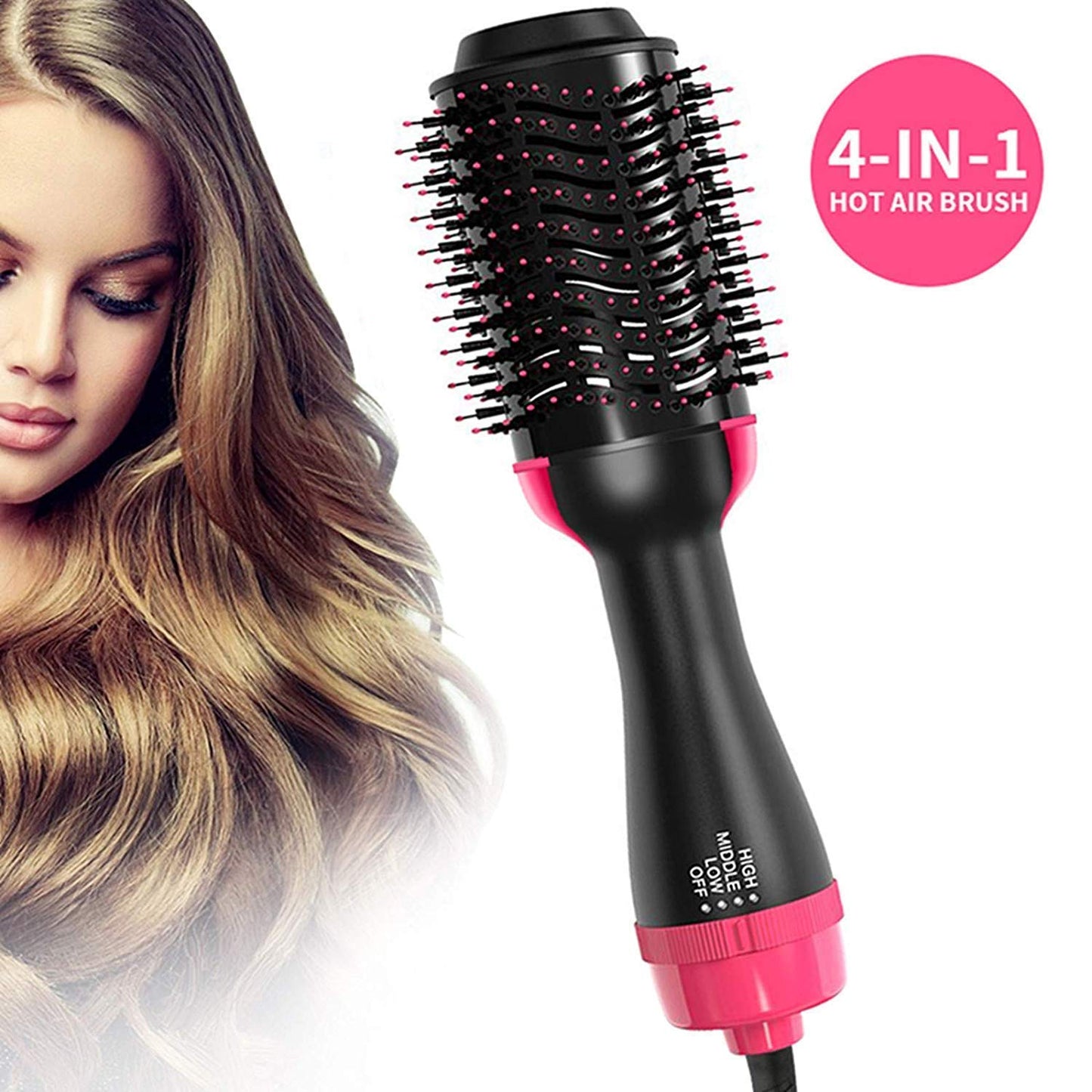 E+ Ronest Hair Dryer Brush - 3 in 1 Hot Air Brush One Step Volumizer for Rotating Straightening (Black), 1000 Watts