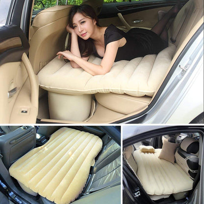 E+ Fabric Inflatable Car Air Mattress Bed with 2 Air Pillows and Pump - Accessories for Travel, Camping
