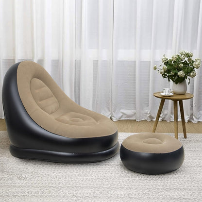 E+ Inflatable Lounge Chair with Household Air Pump, Comfortable Air Sofa for Indoor/Outdoor Use